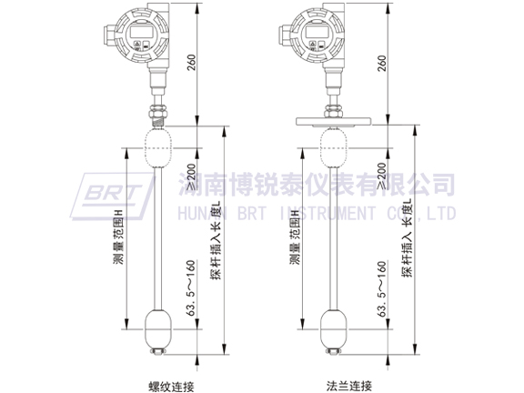 BT800-10型顶装式磁致伸缩液位变送器外形尺寸
